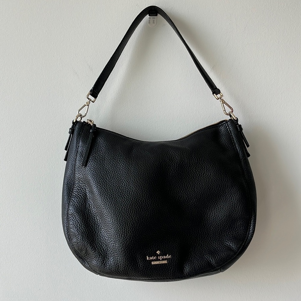 Kate spade black leather hobo shoulder bag